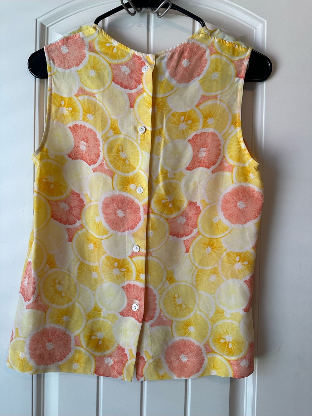 Equipment Sleeveless Citrus Lemon Yellow/Coral 100% Silk Top XS - Picture 3 of 7